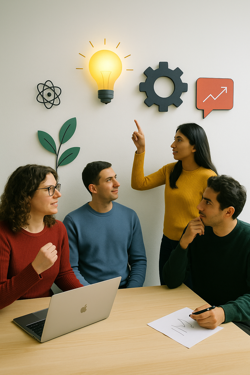 A team of professionals collaborating in a modern office